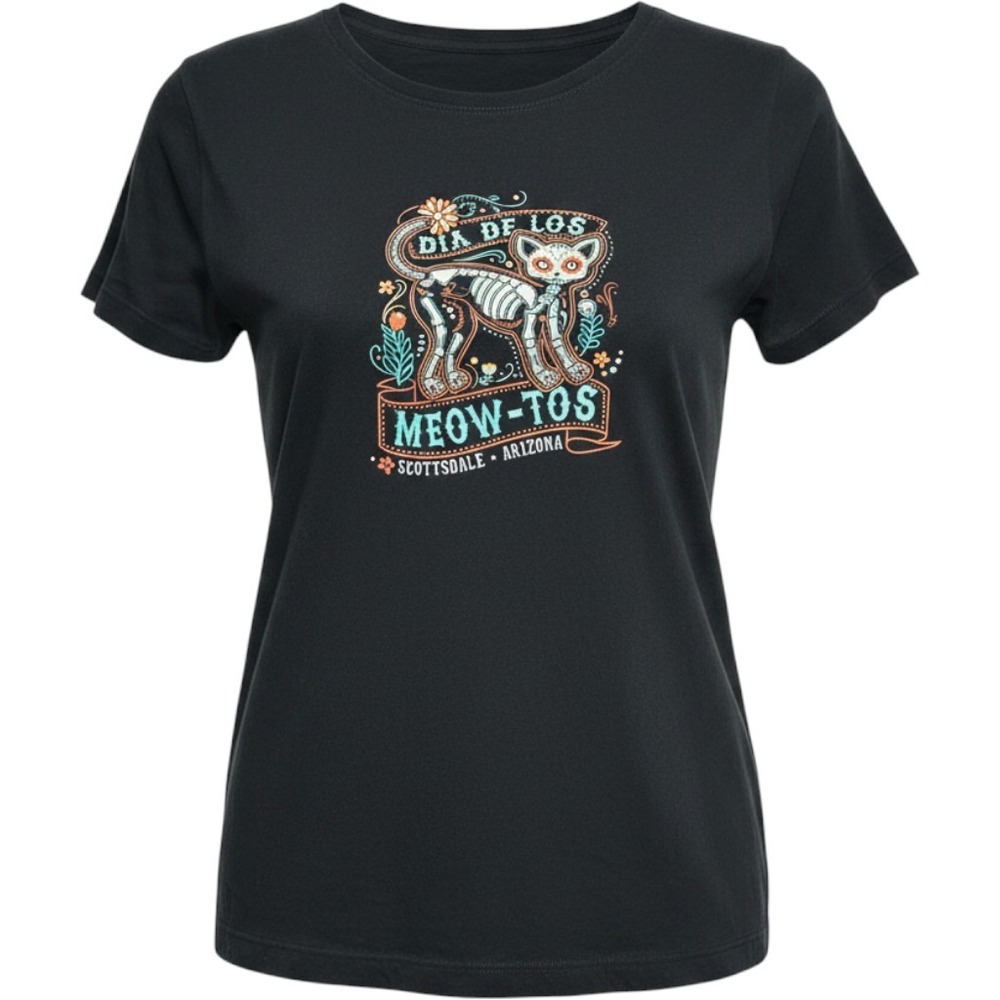 The Duck Company Scottsdale Dia De Los Meow-Tos Cat Graphic T-Shirt Black XL NEW